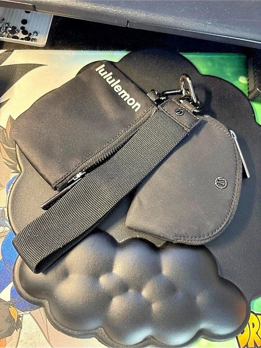 lululemon Dual Pouch Wristlet Black Bag with Strap